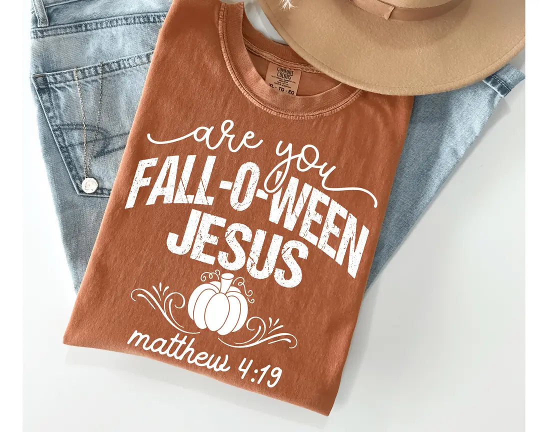 Comfort Colors 1717 T-shirt with Are You Fall-O-Ween Jesus design alternate view view 2