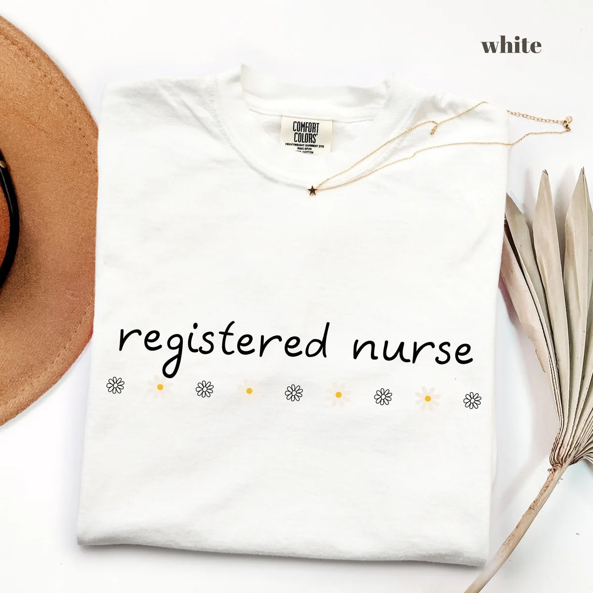 White Comfort Colors 1717 T-shirt with Registered Nurse design