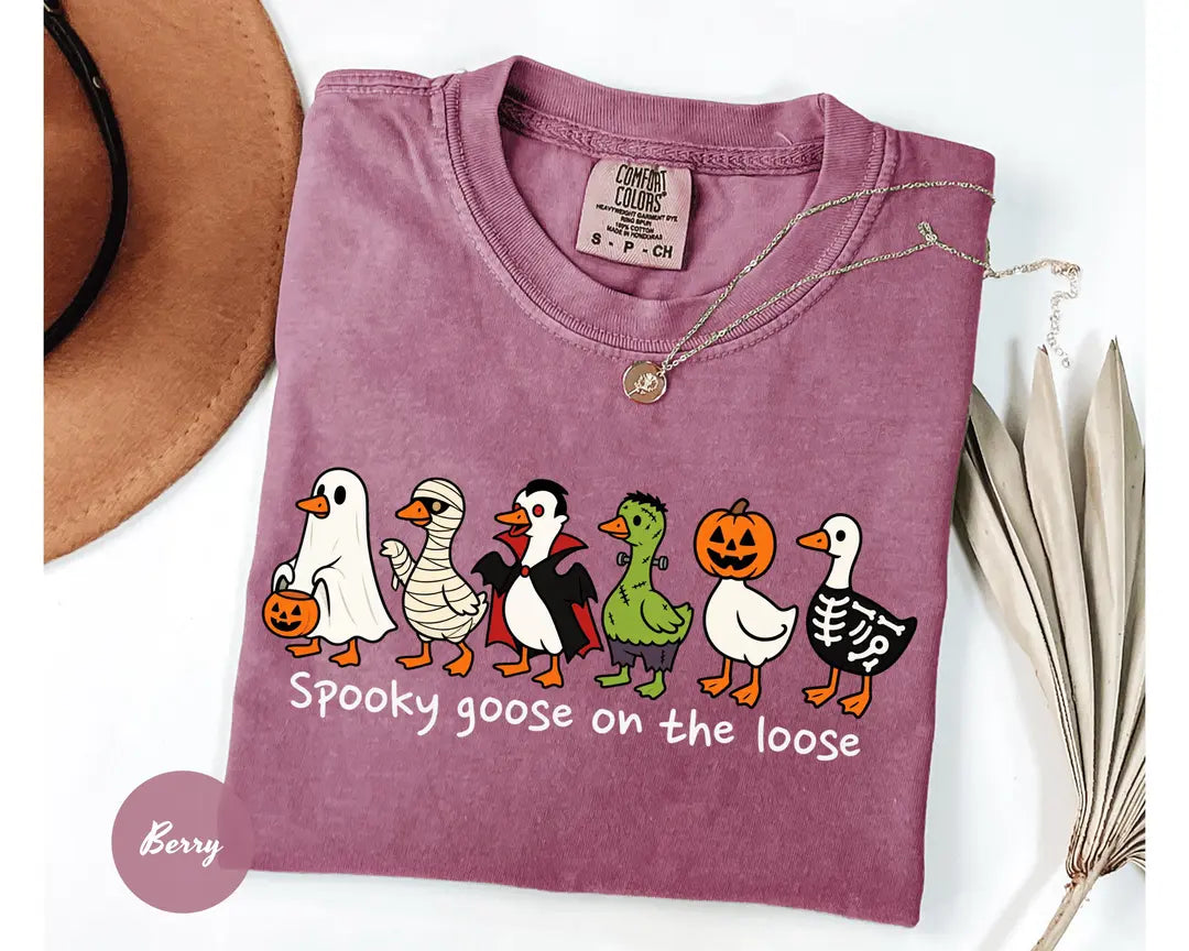Comfort Colors 1717 T-shirt with Just a Spooky Goose design alternate view