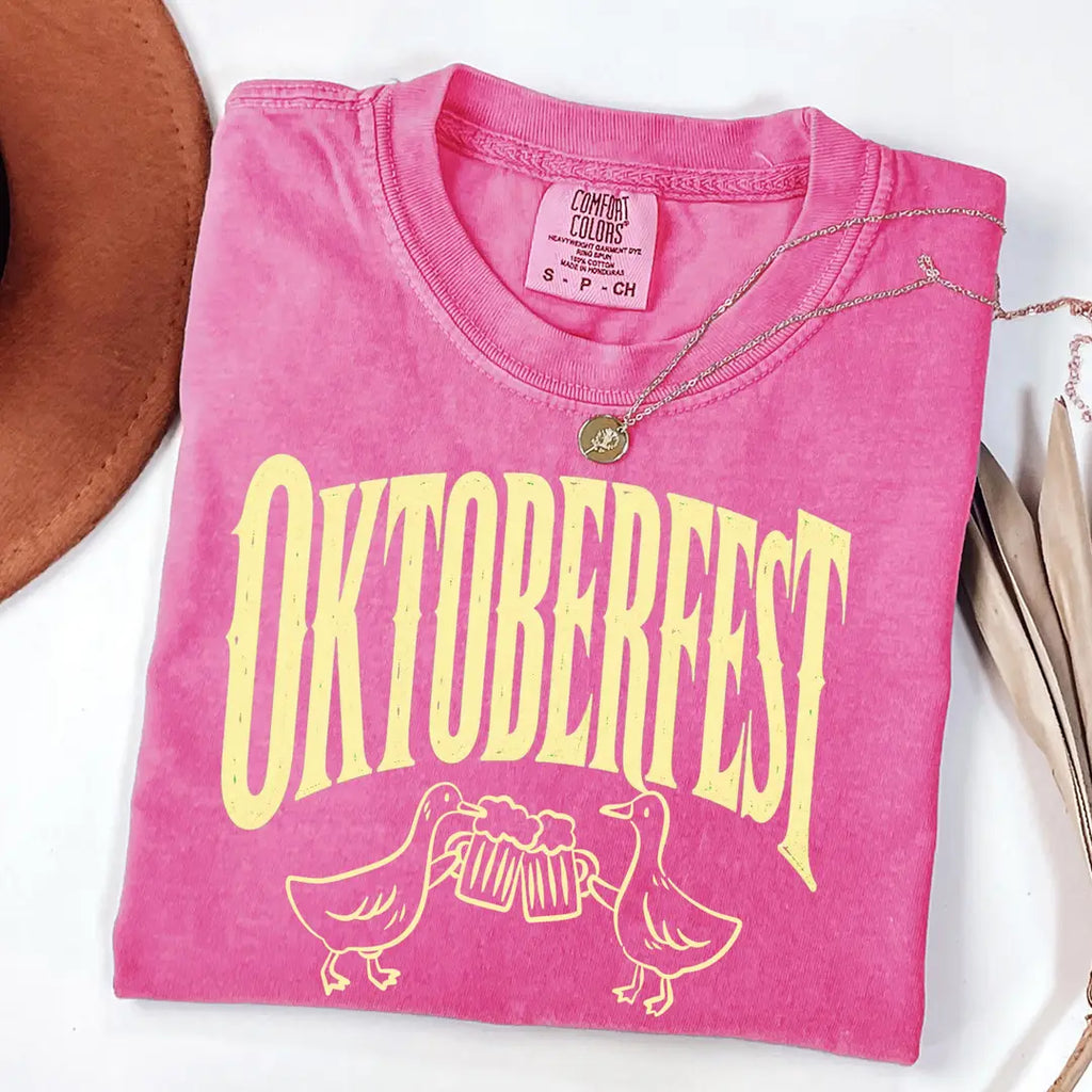 Oktoberfest Geese Beer Toast - German Festival Comfort Colors T-Shirt alternate product view.