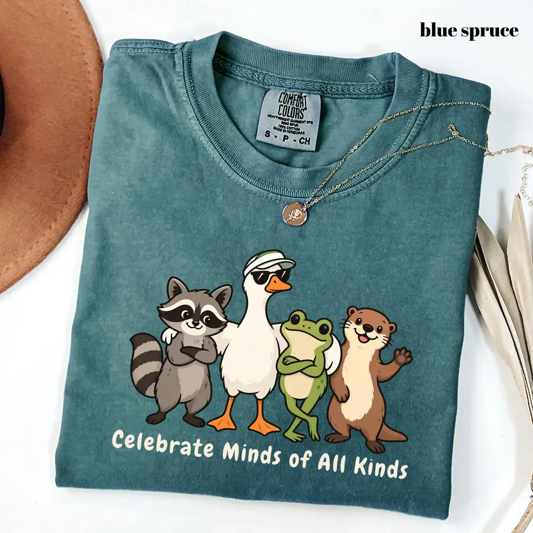 Comfort Colors 1717 T-shirt with Celebrate Minds of All Kinds design worn by a model