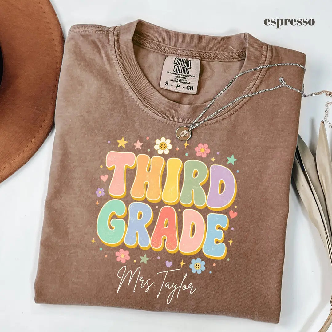 Espresso Comfort Colors 1717 T-shirt with Third Grade Teacher design
