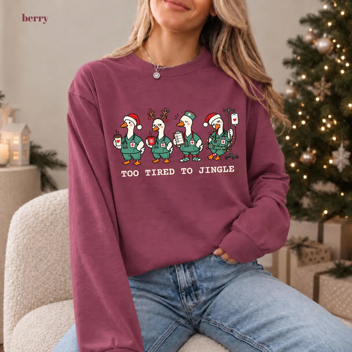 Comfort Colors 1717 T-shirt with Too Tired to Jingle Nurse design alternate view