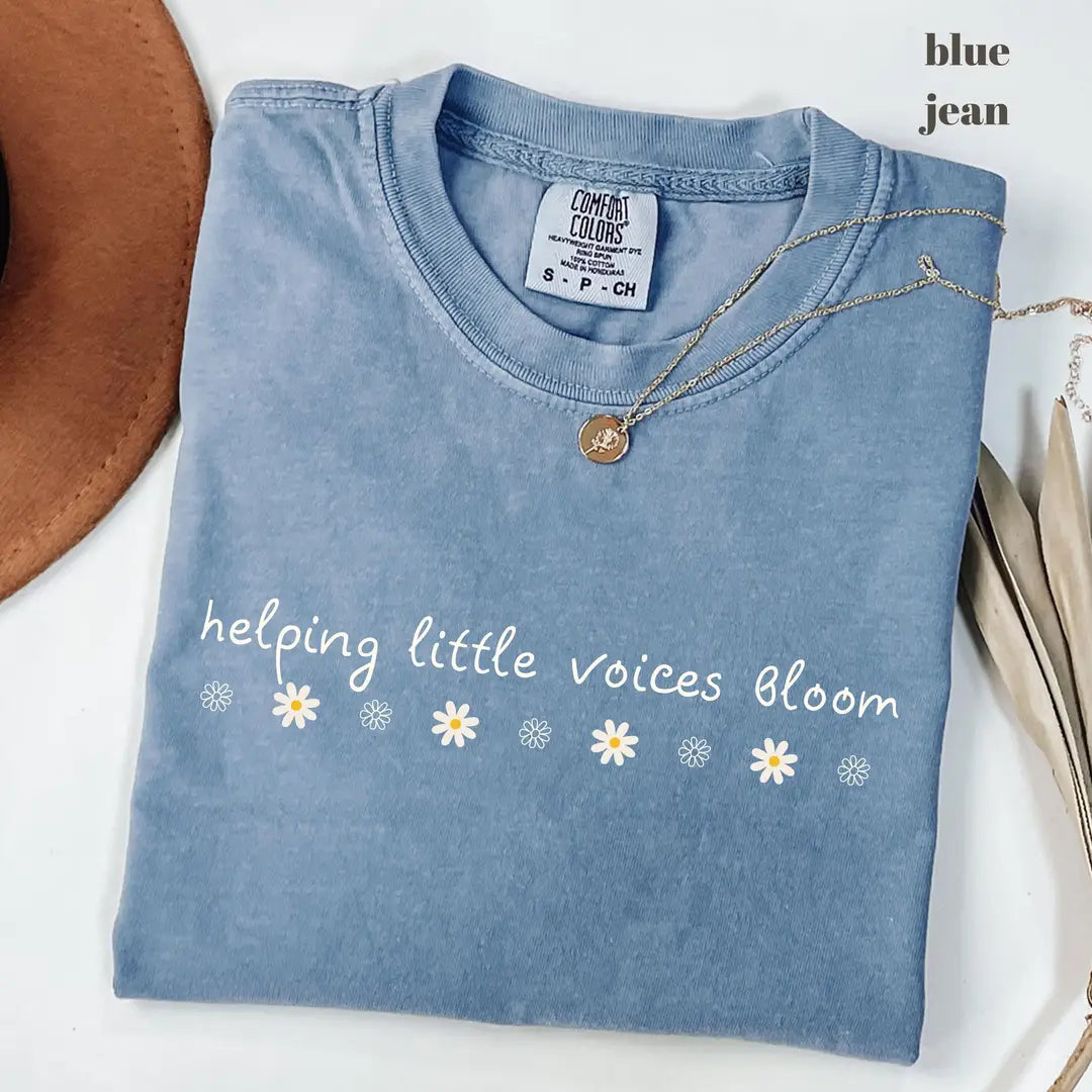 Blue Jean Comfort Colors 1717 T-shirt with Speech Therapy design