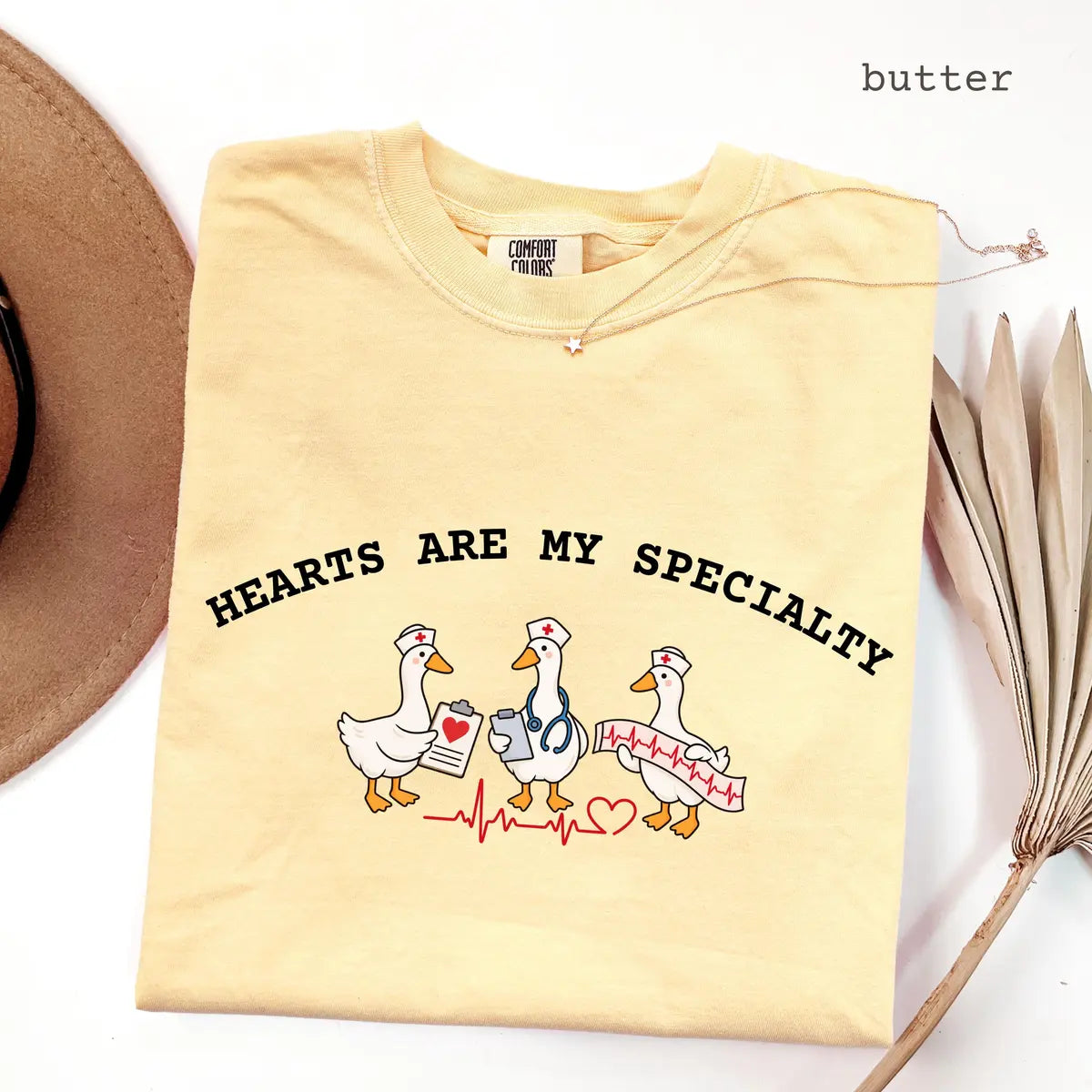 Butter Comfort Colors 1717 T-shirt with Cardiac Nurse design