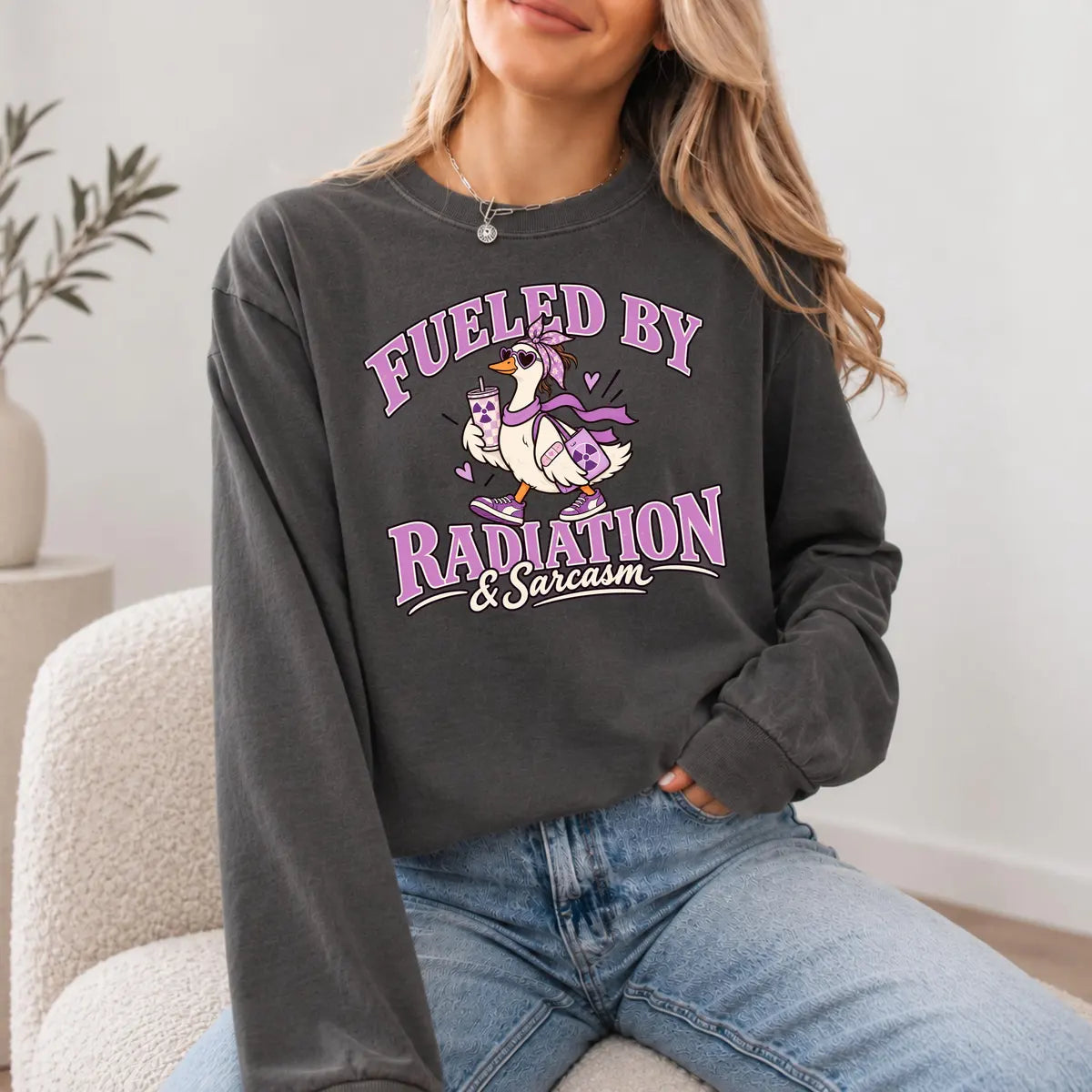 Comfort Colors 1717 T-shirt with Radiation Therapist design worn by a model view 4