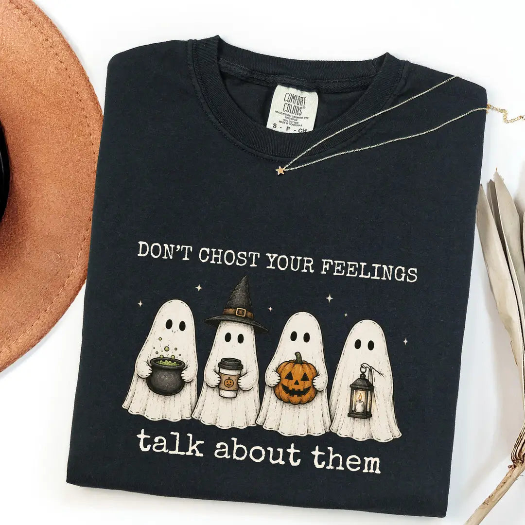Black CF Comfort Colors 1717 T-shirt with Dont Ghost Your Feelings design