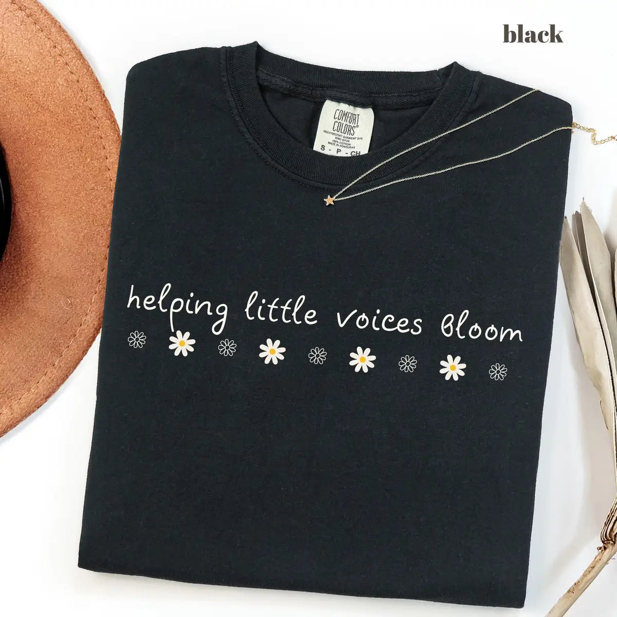 Black CF Comfort Colors 1717 T-shirt with Speech Therapy design