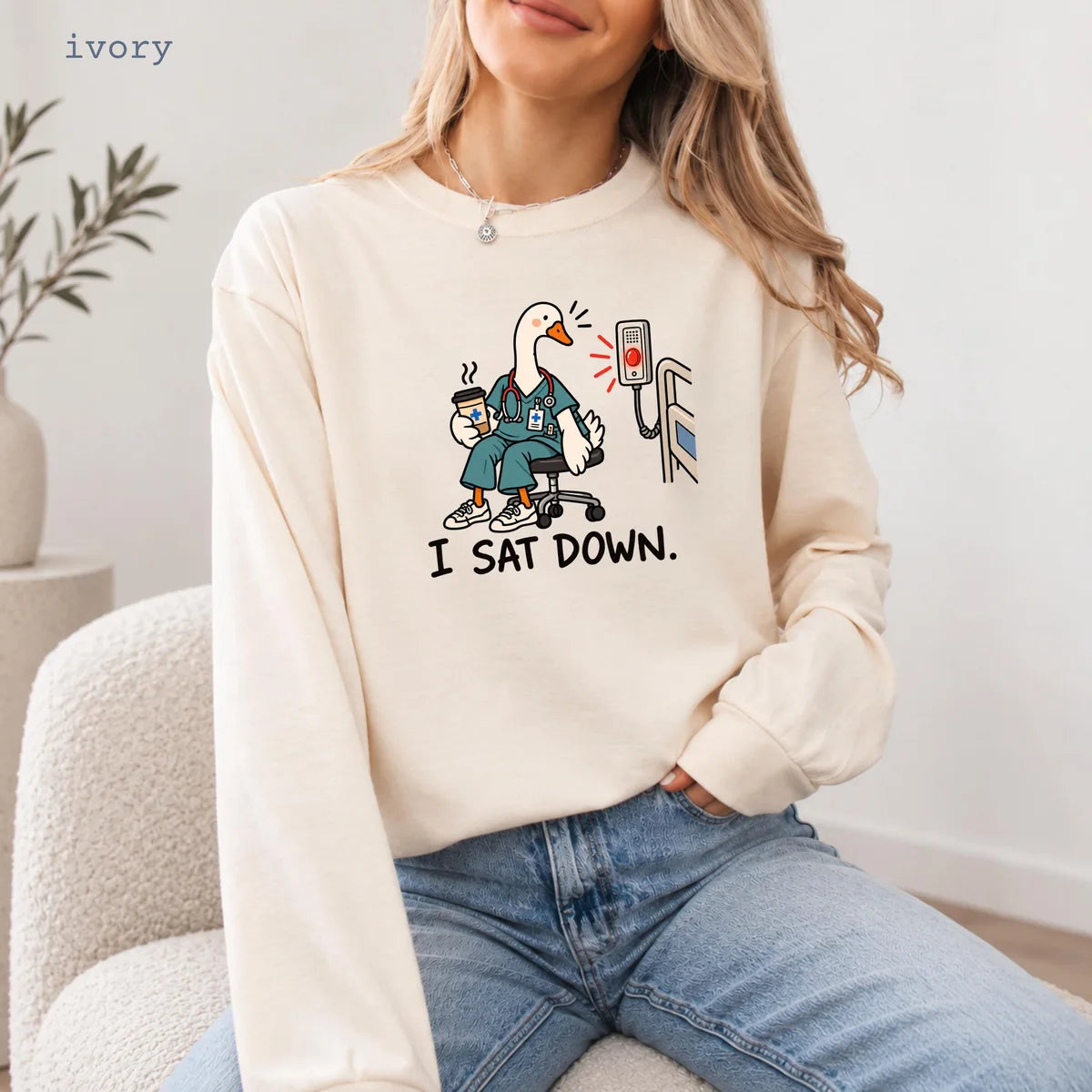 Ivory Comfort Colors 1717 T-shirt with Nurse Humor design