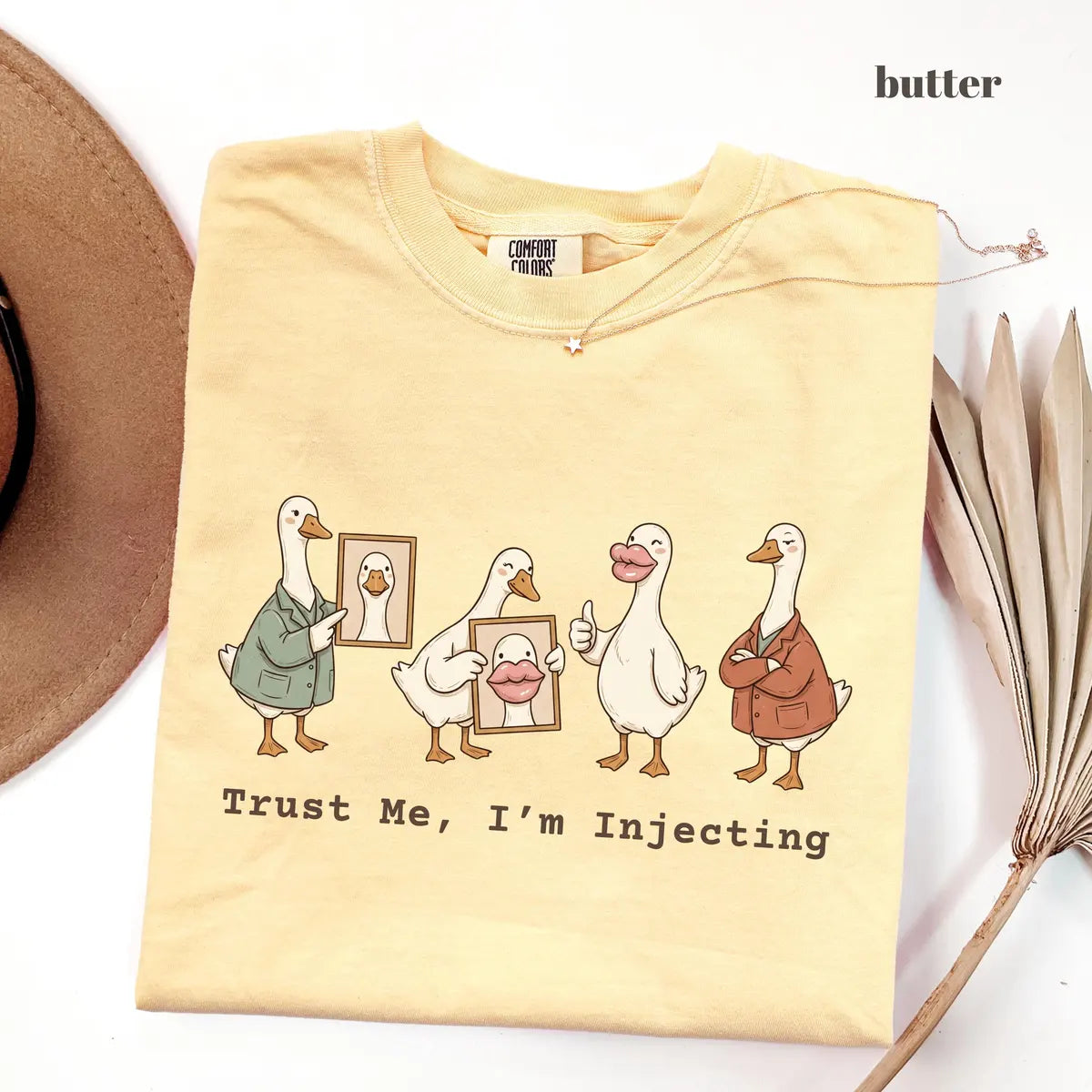 Butter Comfort Colors 1717 T-shirt with Trust Me Im Injecting design