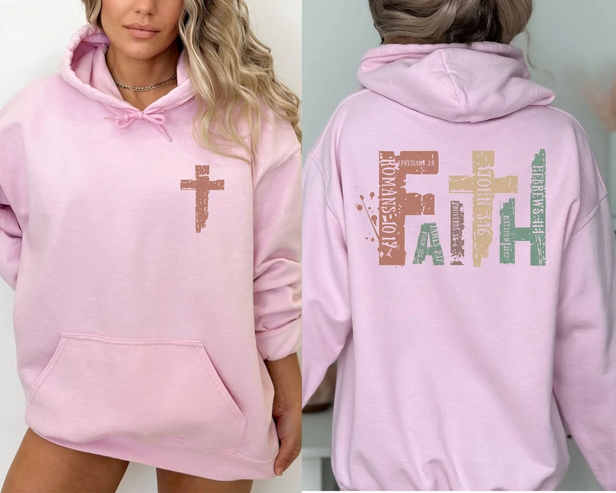 Crewneck sweatshirt with Christian design, alternate product view.
