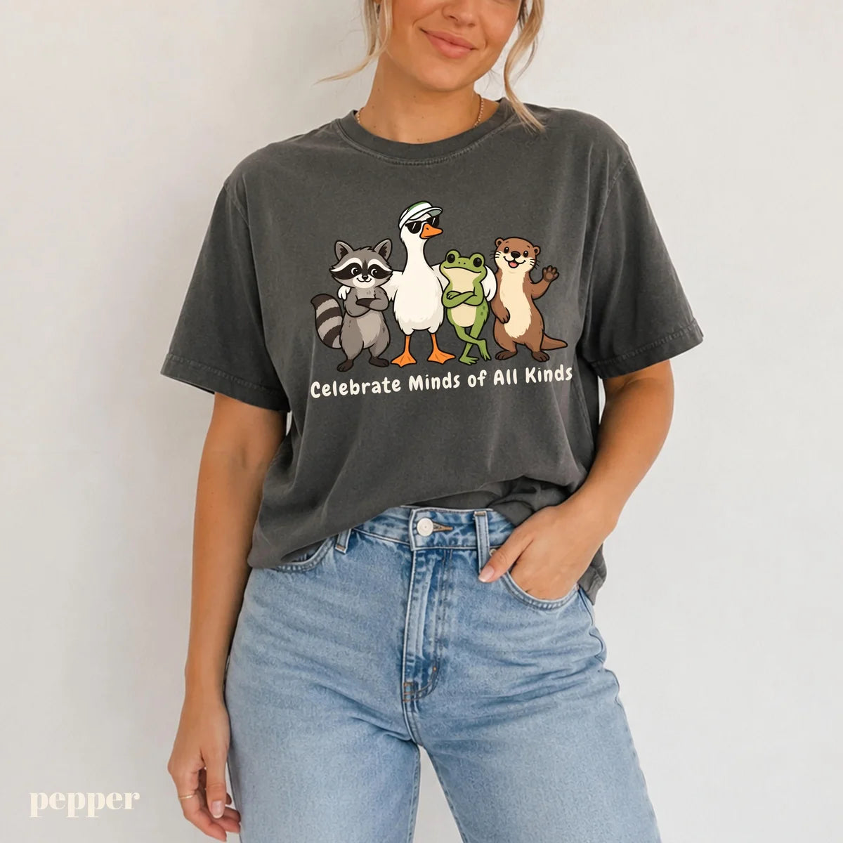 Pepper Comfort Colors 1717 T-shirt with Celebrate Minds of All Kinds design