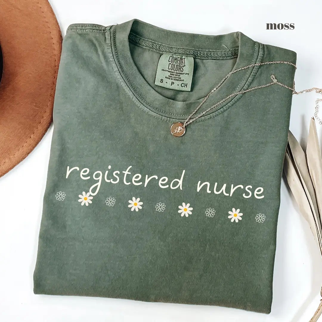 Moss Comfort Colors 1717 T-shirt with Registered Nurse design