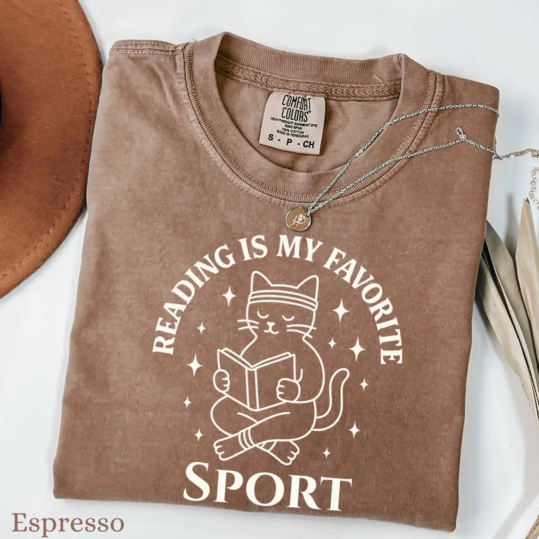 Espresso Comfort Colors 1717 T-shirt with Reading design, alternate product view.