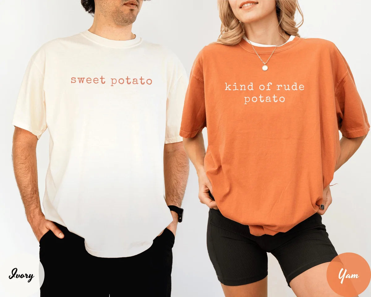 Ivory Comfort Colors 1717 T-shirt with Sweet Potato Kind Of Rude Potato design view 2