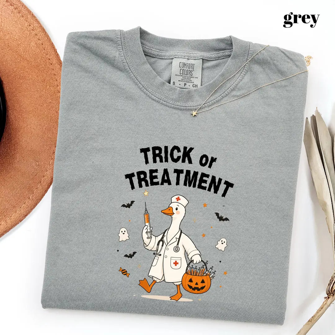 Comfort Colors 1717 T-shirt with Trick or Treatment Nurse Goose design alternate view view 4