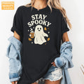 Stay Spooky Coffee Ghost - Fall Halloween Comfort Colors T-Shirt alternate product view in Black.