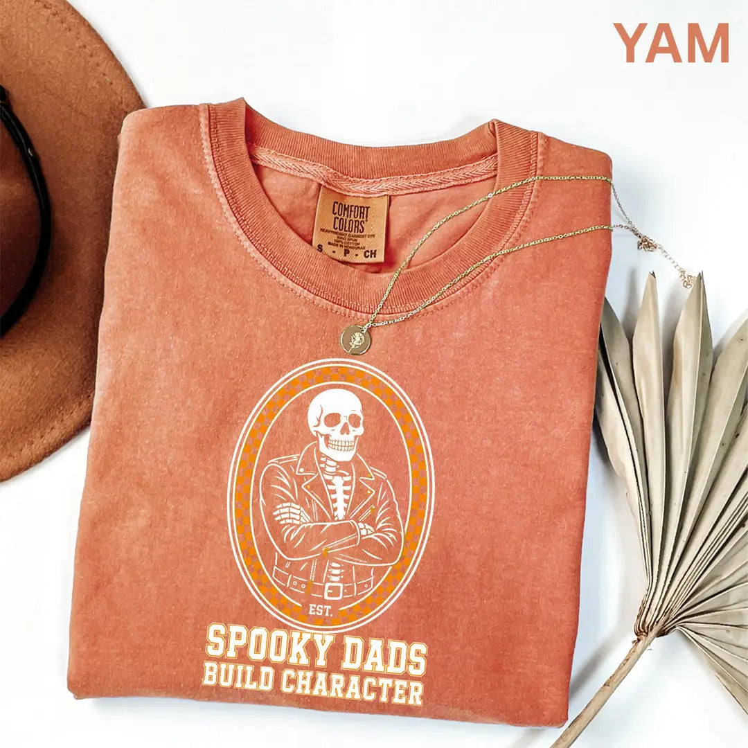 Funny Skeleton Dad Comfort Colors T-Shirt alternate product view in Yam.