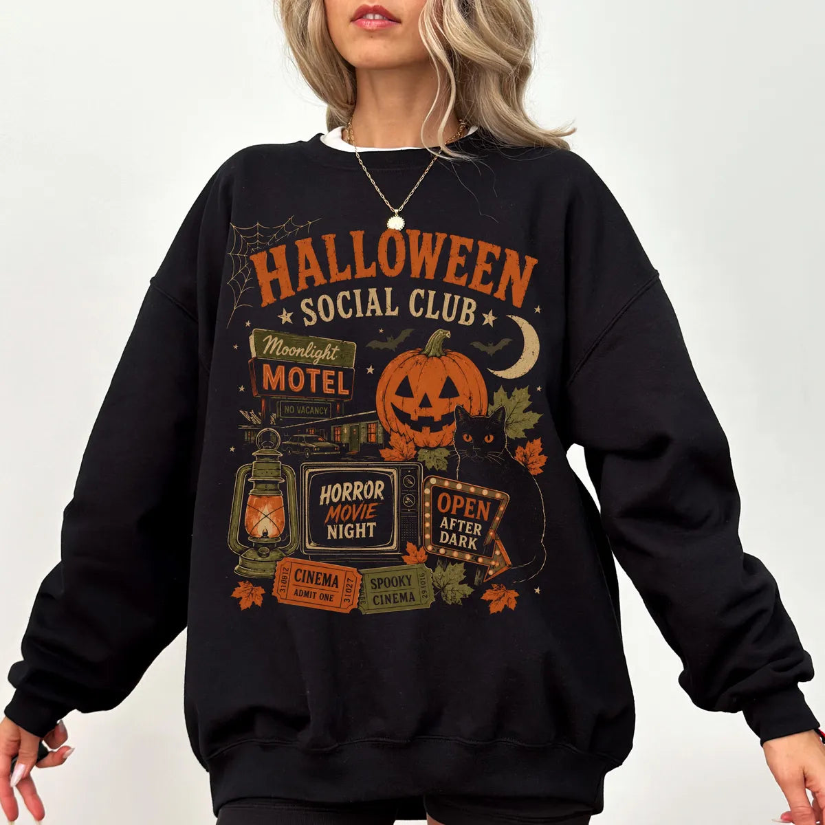 Black CF Comfort Colors 1717 T-shirt with Halloween Social Club design