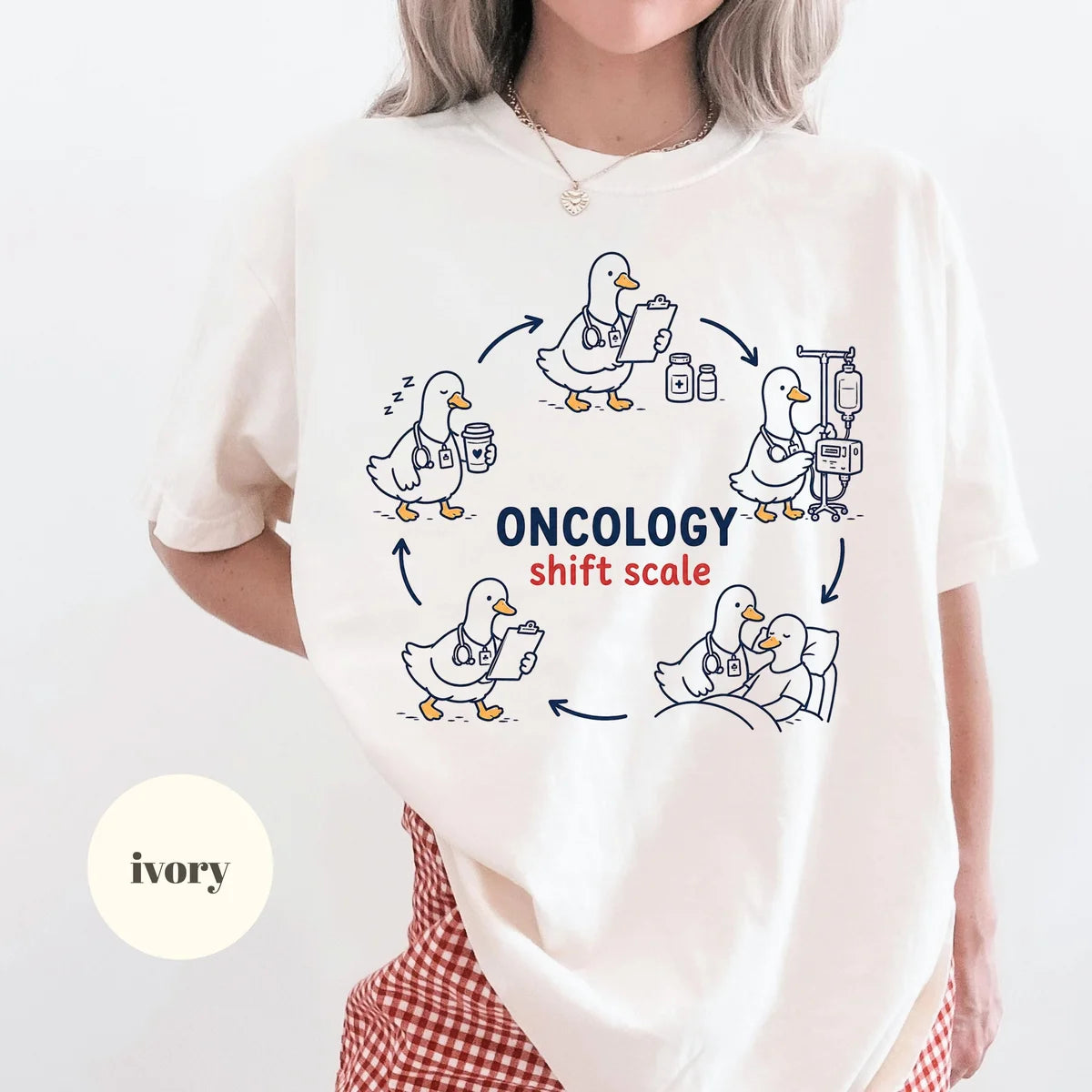 Ivory Comfort Colors 1717 T-shirt with Oncology Nurse design