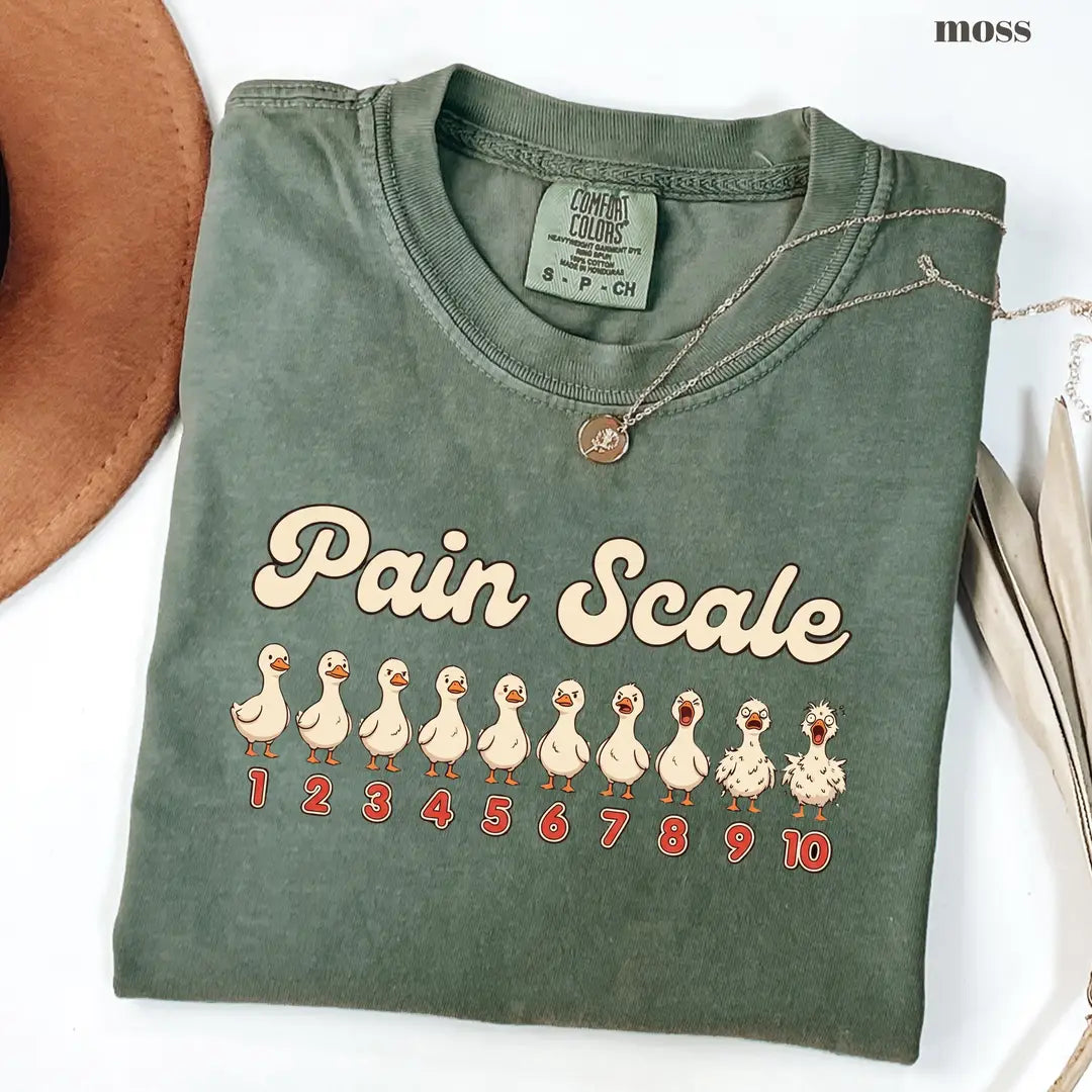 Moss Comfort Colors 1717 T-shirt with Pain Scale design view 2