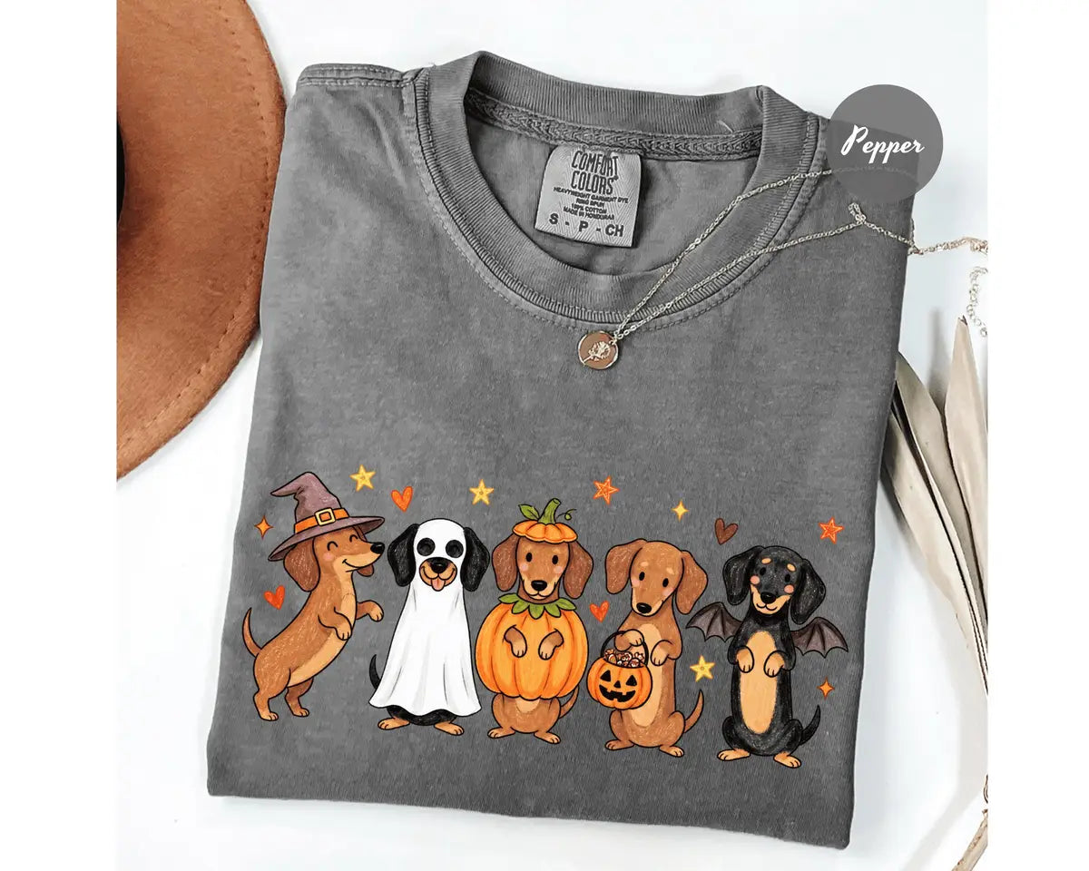 Comfort Colors 1717 T-shirt with Halloween Dachshund design alternate view view 6