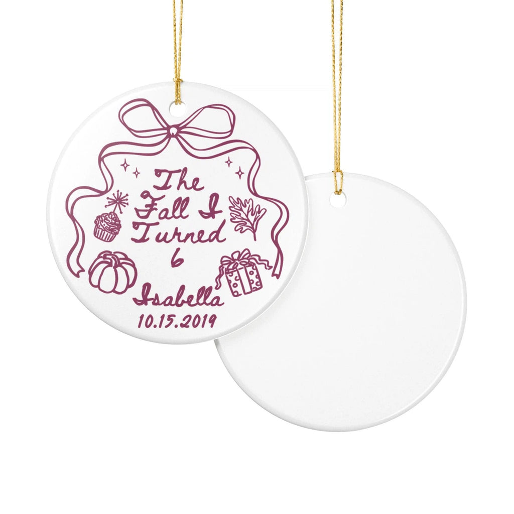 fall i turned 6 ornament front back