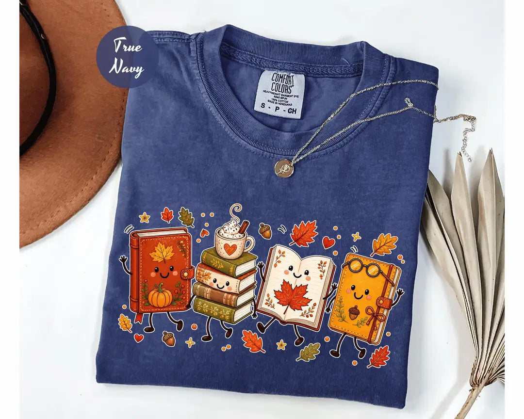 Comfort Colors 1717 T-shirt with Cozy Book Lover Doodle design alternate view view 6