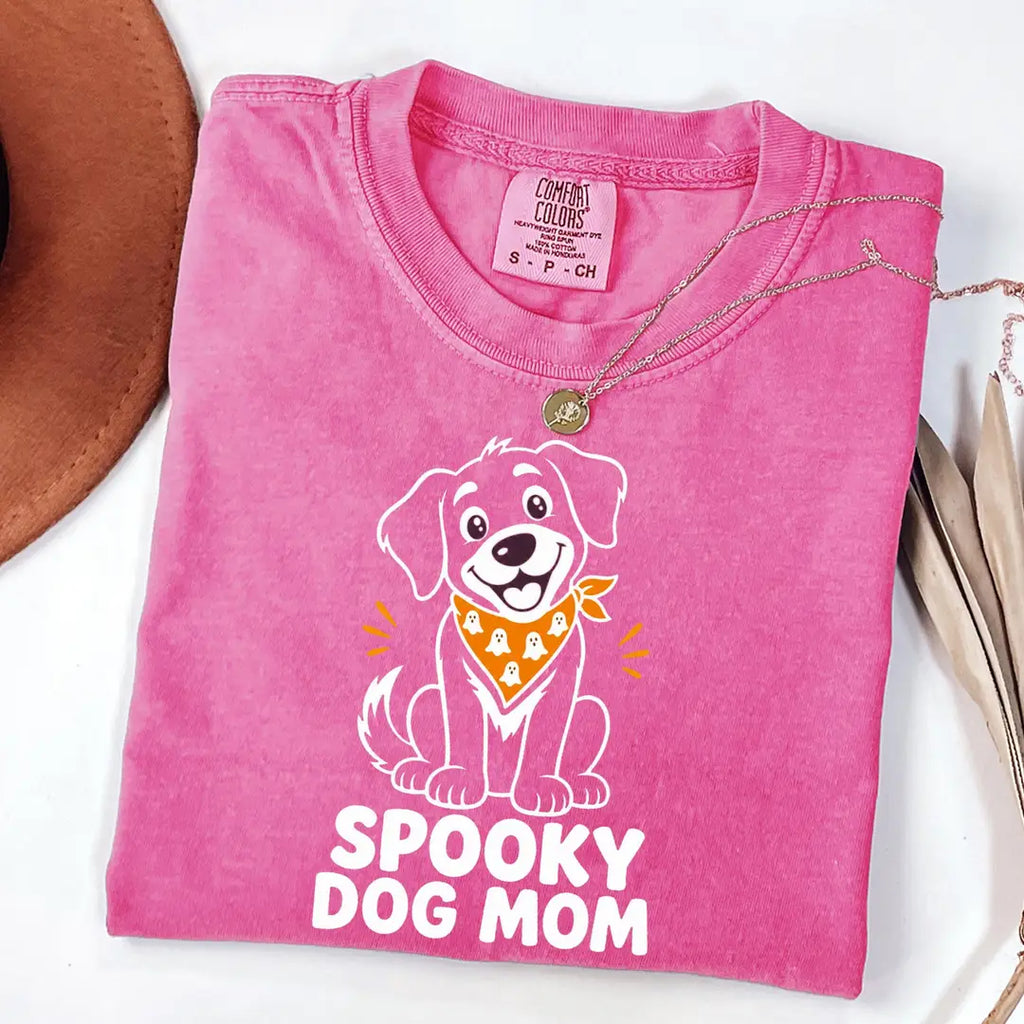 Spooky Dog Mom Halloween Comfort Colors T-Shirt alternate product view.