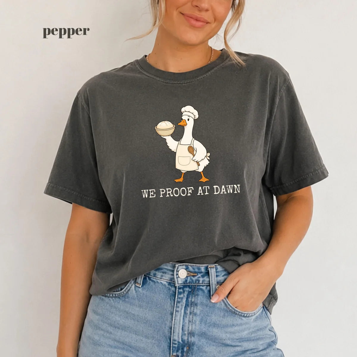 Pepper Comfort Colors 1717 T-shirt with We Proof At Dawn design worn by a model