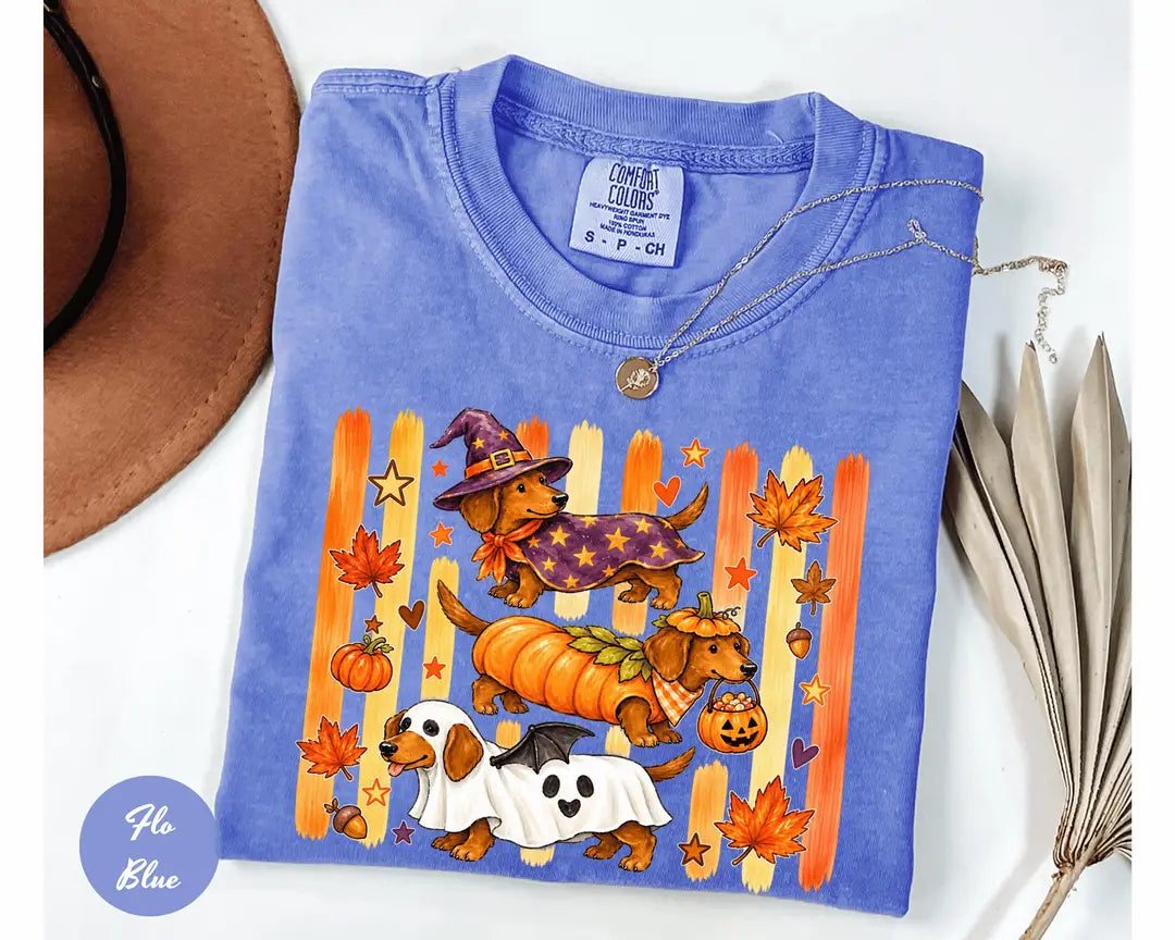 Comfort Colors 1717 T-shirt with Halloween Dachshund design alternate view view 4