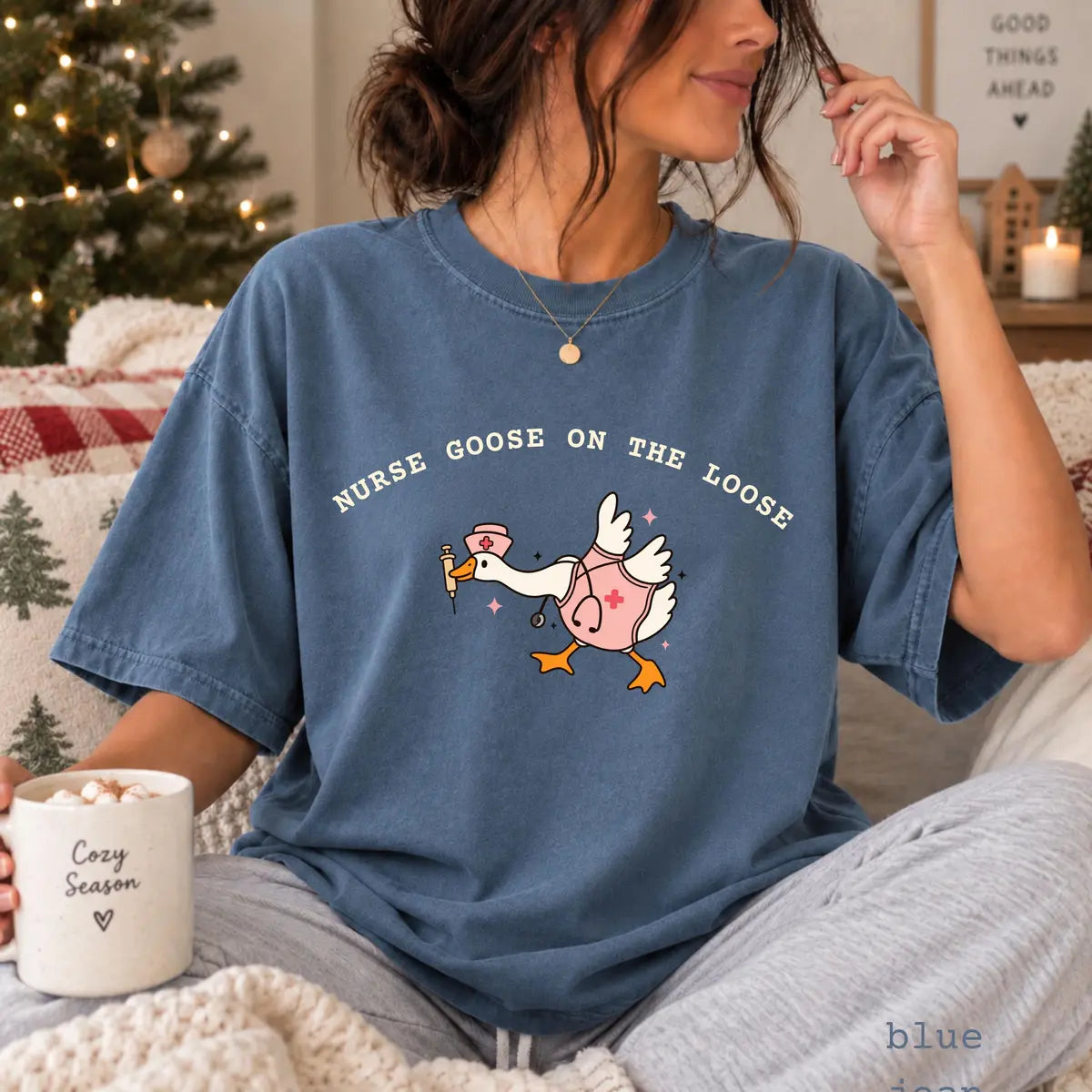 Comfort Colors 1717 T-shirt with Nurse Goose on the Loose design alternate view