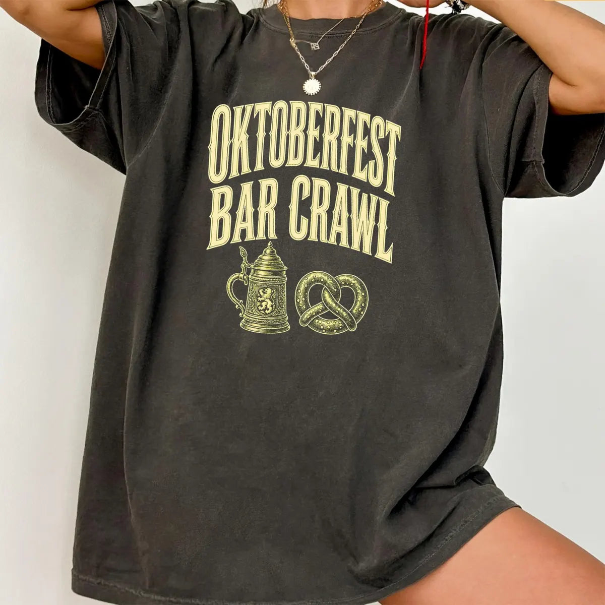 Oktoberfest Bar Crawl Comfort Colors T-Shirt alternate product view in Pepper.