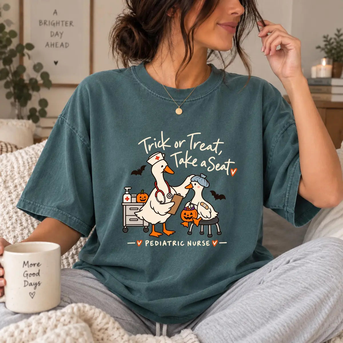 Comfort Colors 1717 T-shirt with Pediatric Nurse Halloween design alternate view view 3