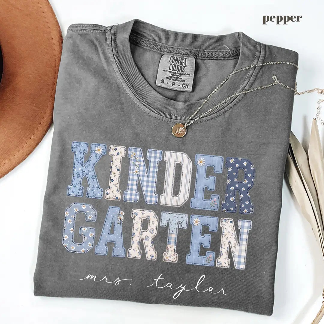 Pepper Comfort Colors 1717 T-shirt with Kindergarten Teacher design