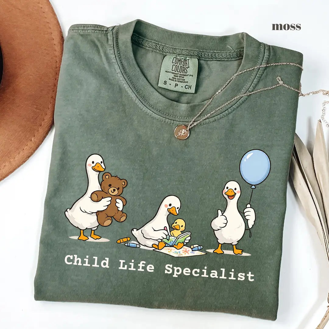 Moss Comfort Colors 1717 T-shirt with Child Life Specialist design view 2