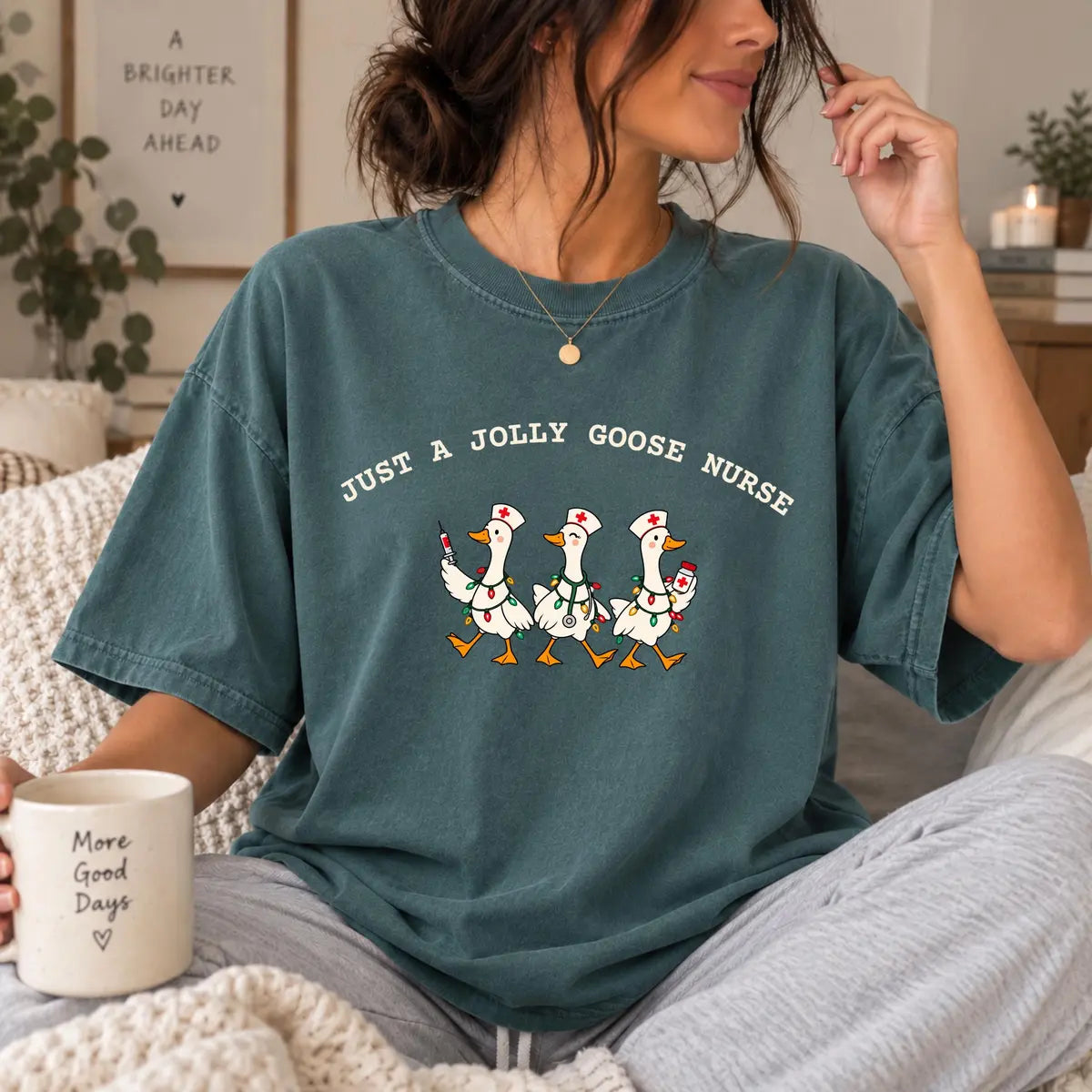 Comfort Colors 1717 T-shirt with Jolly Goose Christmas Nurse design alternate view view 3