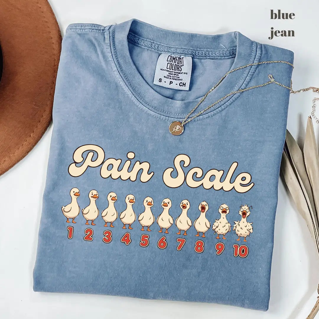 Blue Jean Comfort Colors 1717 T-shirt with Pain Scale design