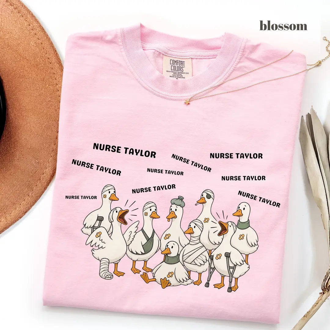 Blossom Comfort Colors 1717 T-shirt with Nurse design worn by a model