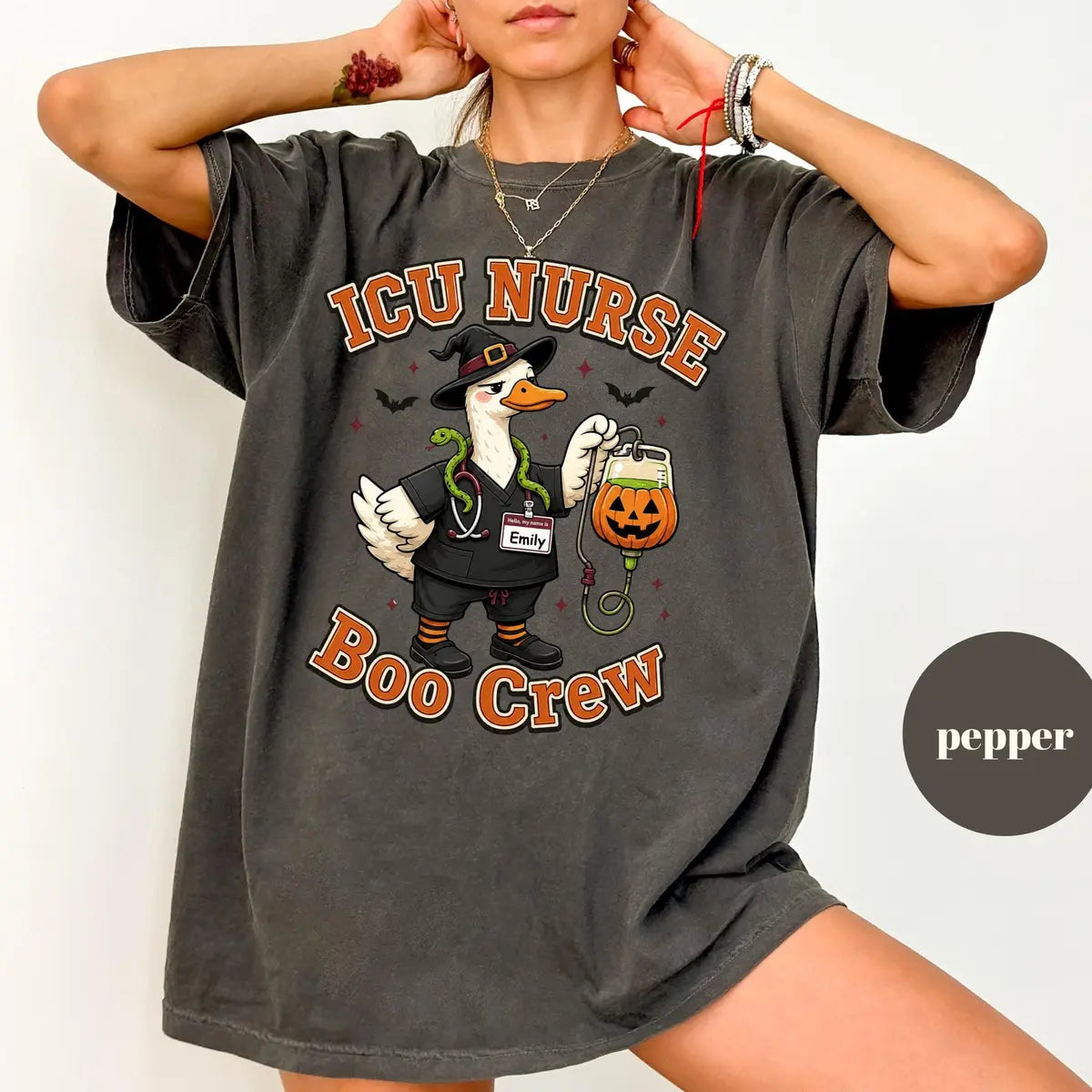 Comfort Colors 1717 T-shirt with ICU Nurse design alternate view