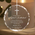 Personalized engraved crystal glass ornament featuring Church Appreciation.
