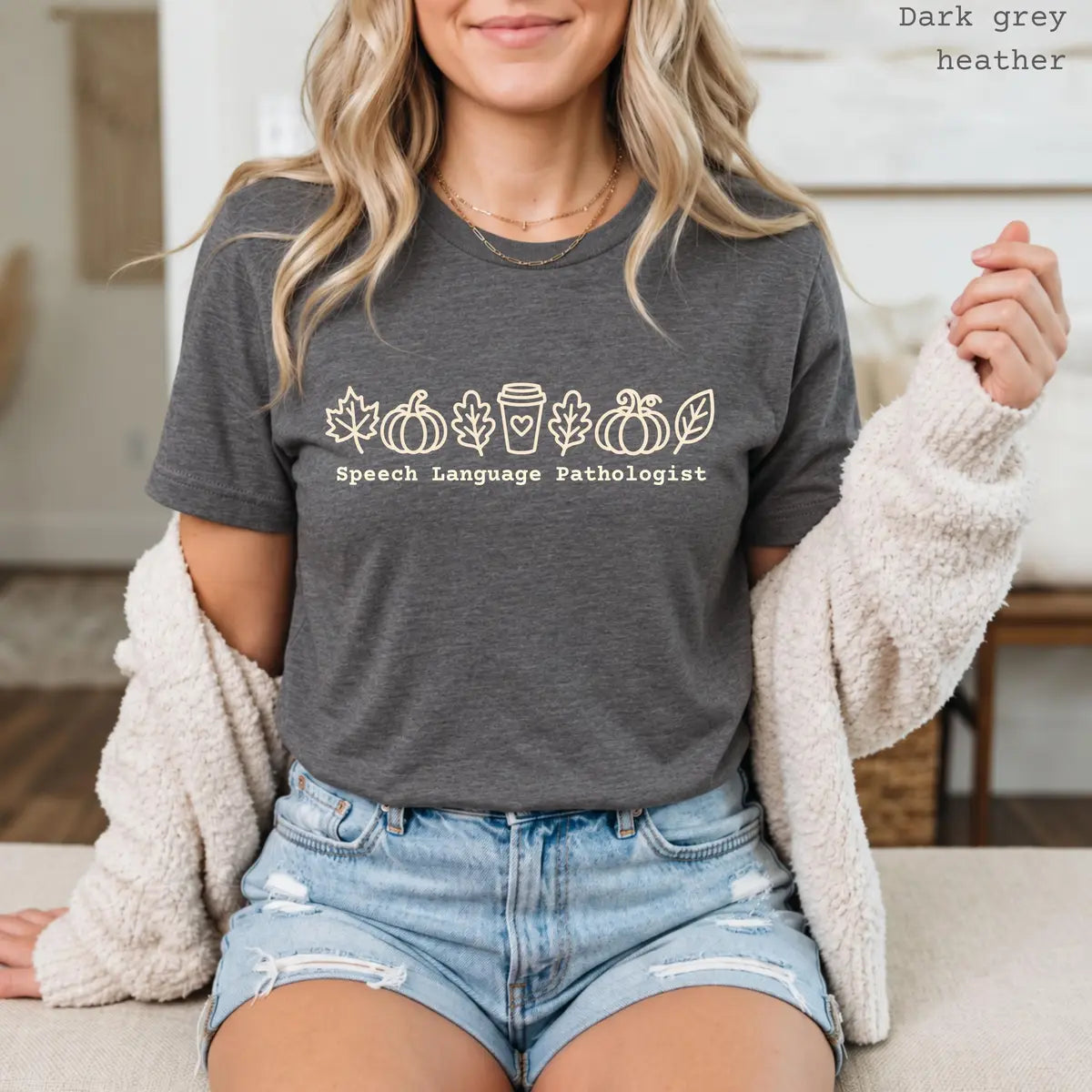 Dark Grey Heather Bella Canvas 3001 T-shirt with Speech Language Pathologist design