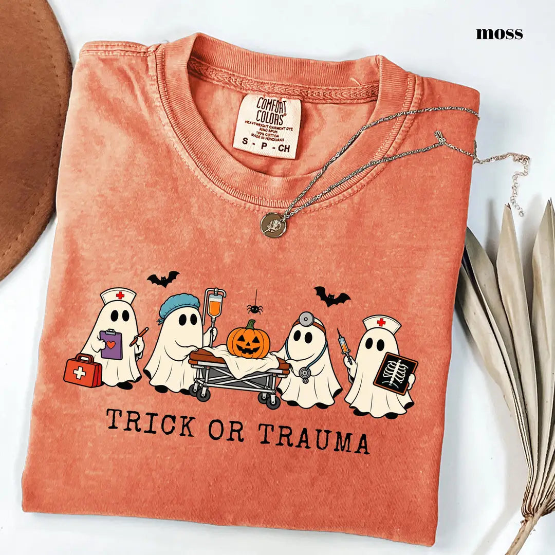 Comfort Colors 1717 T-shirt with Trick or Trauma Nurse design alternate view view 5