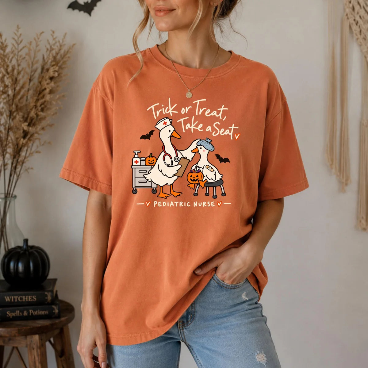 Comfort Colors 1717 T-shirt with Pediatric Nurse Halloween design alternate view view 9