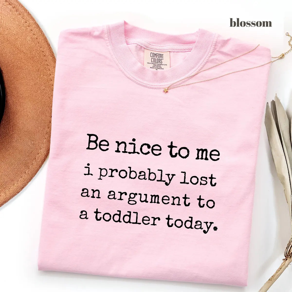 Blossom Comfort Colors 1717 T-shirt with Be Nice To Me I Probably Lost An Argument To A Toddler design
