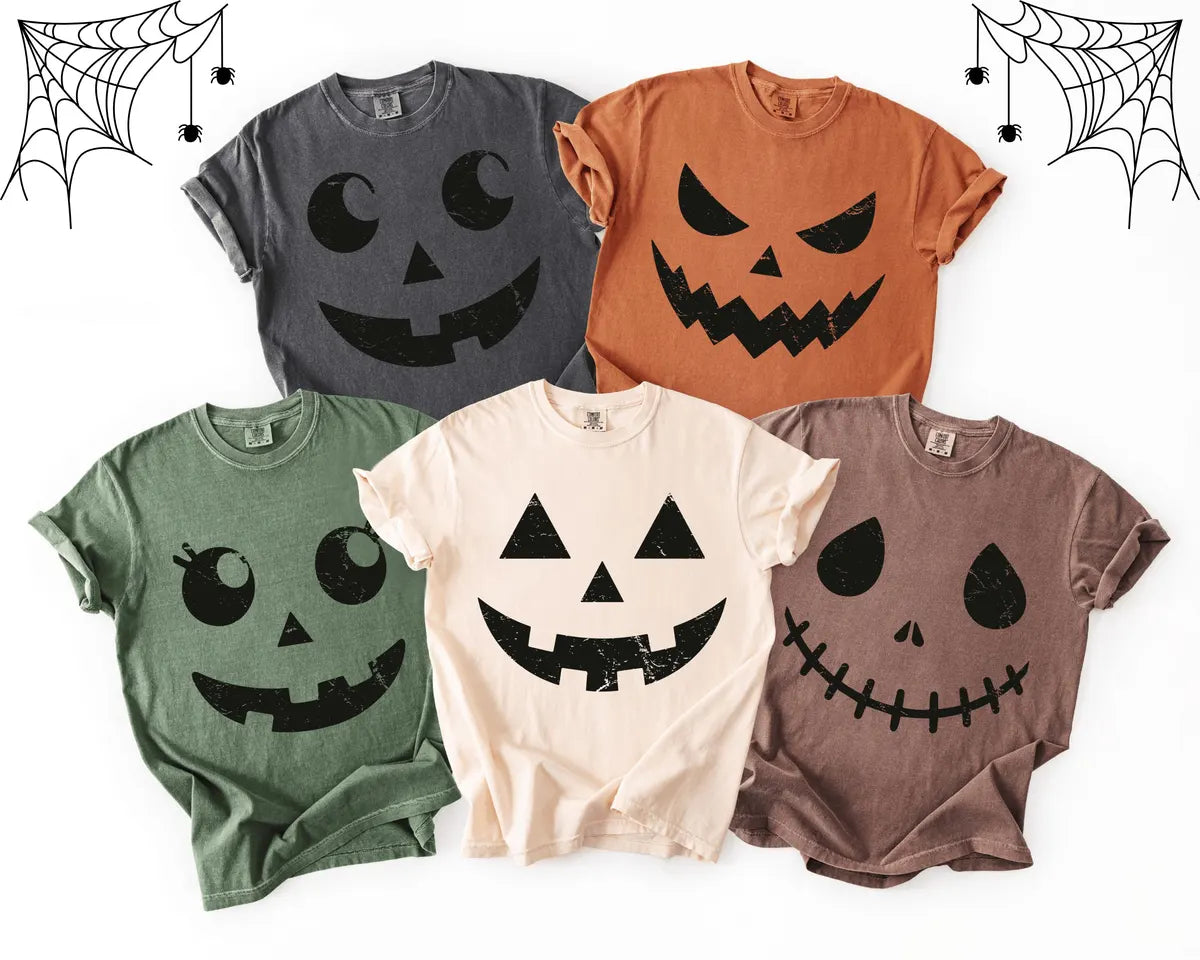 Comfort Colors 1717 T-shirt with Retro Pumpkin Face design