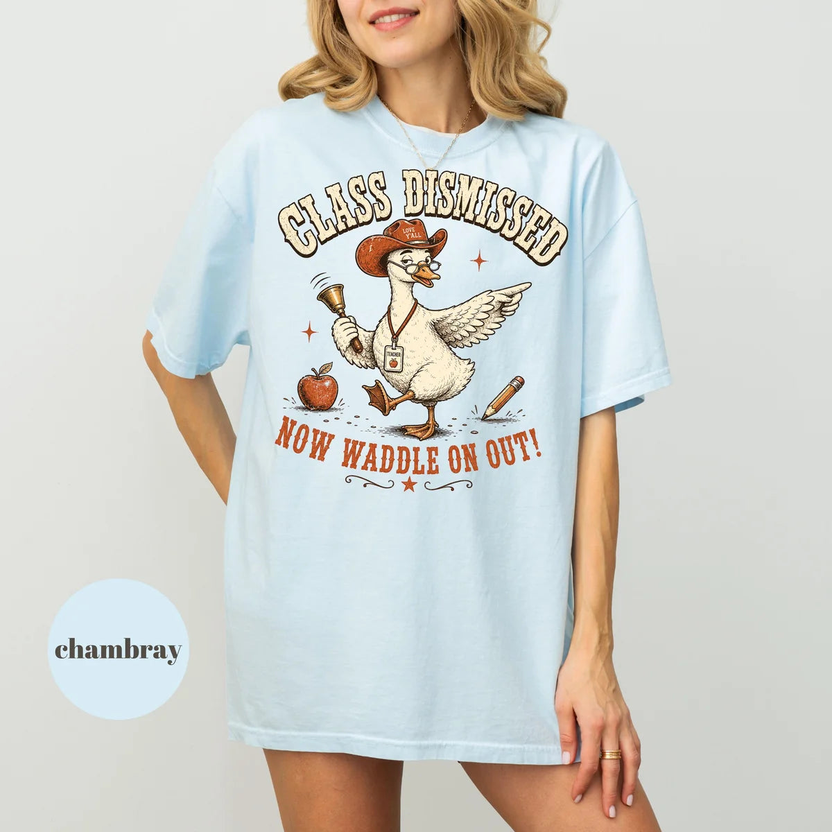 Comfort Colors 1717 T-shirt with Class Dismissed Teacher design worn by a model view 3