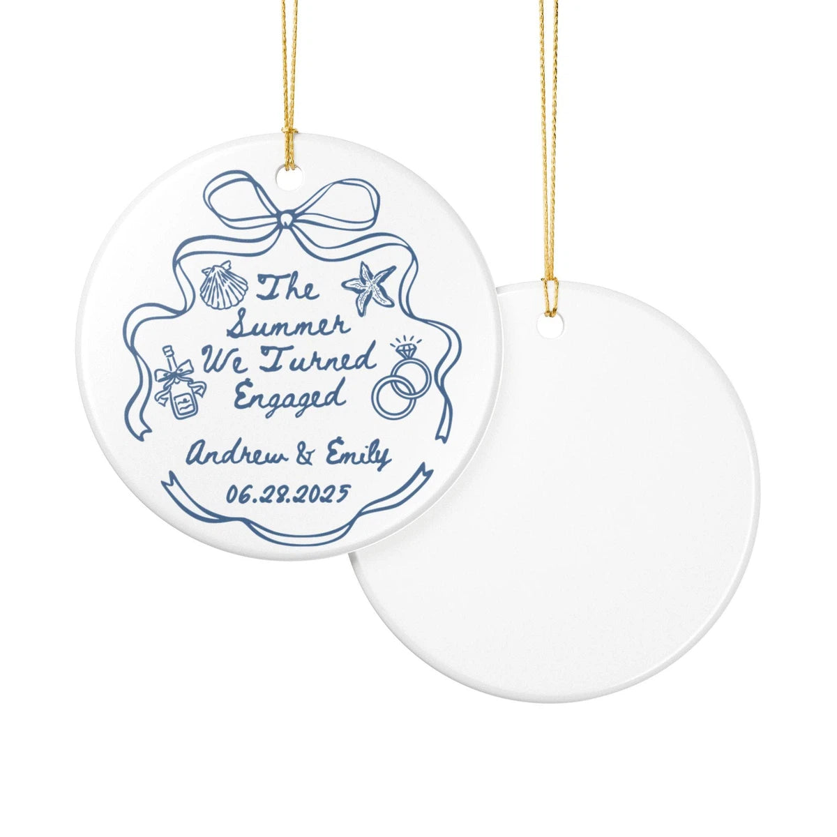 summer we turned engaged ornament front back