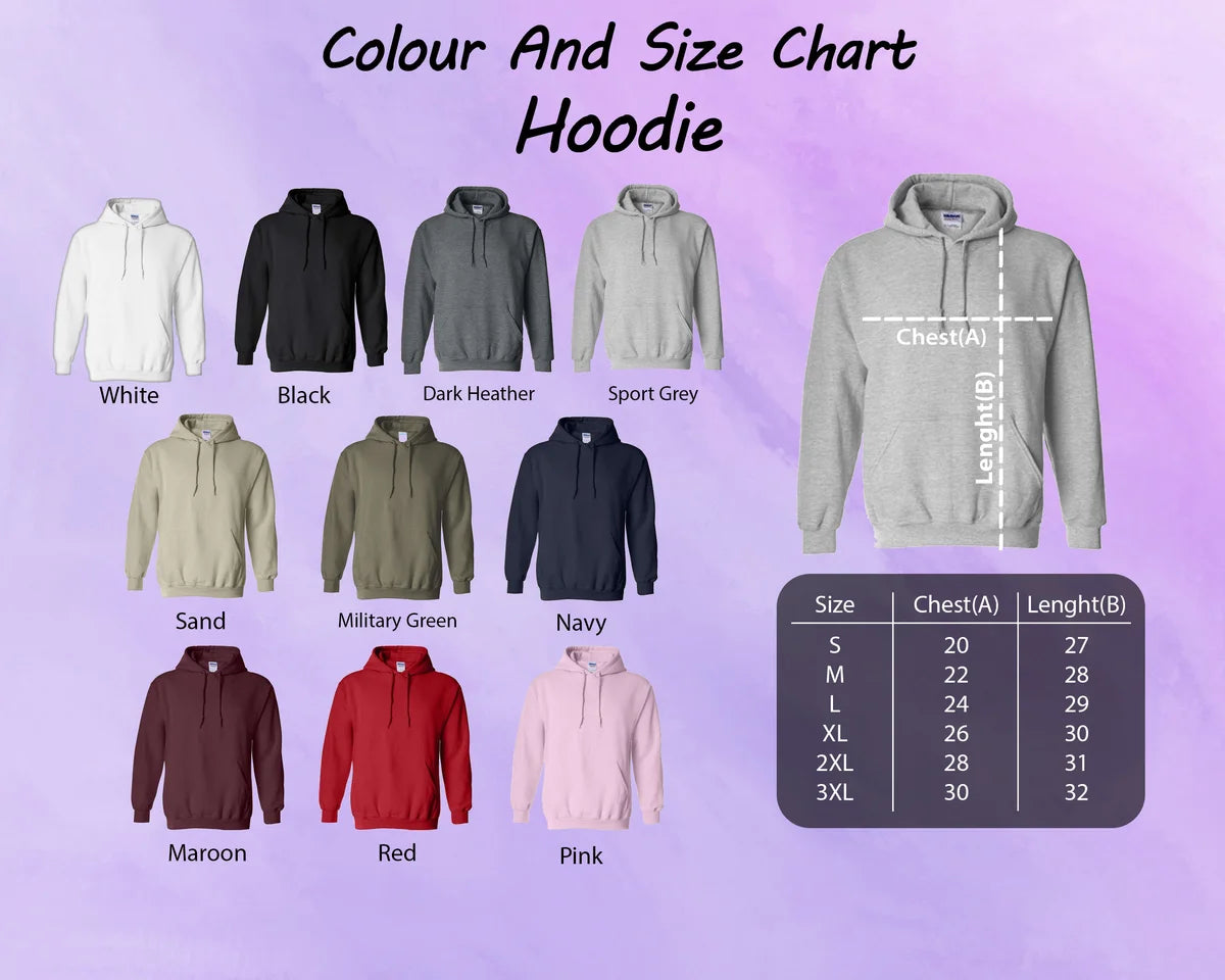 Crewneck sweatshirt size chart showing the available adult garment measurements.