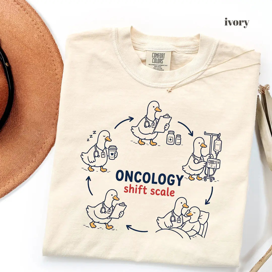 Ivory Comfort Colors 1717 T-shirt with Oncology Nurse design view 2